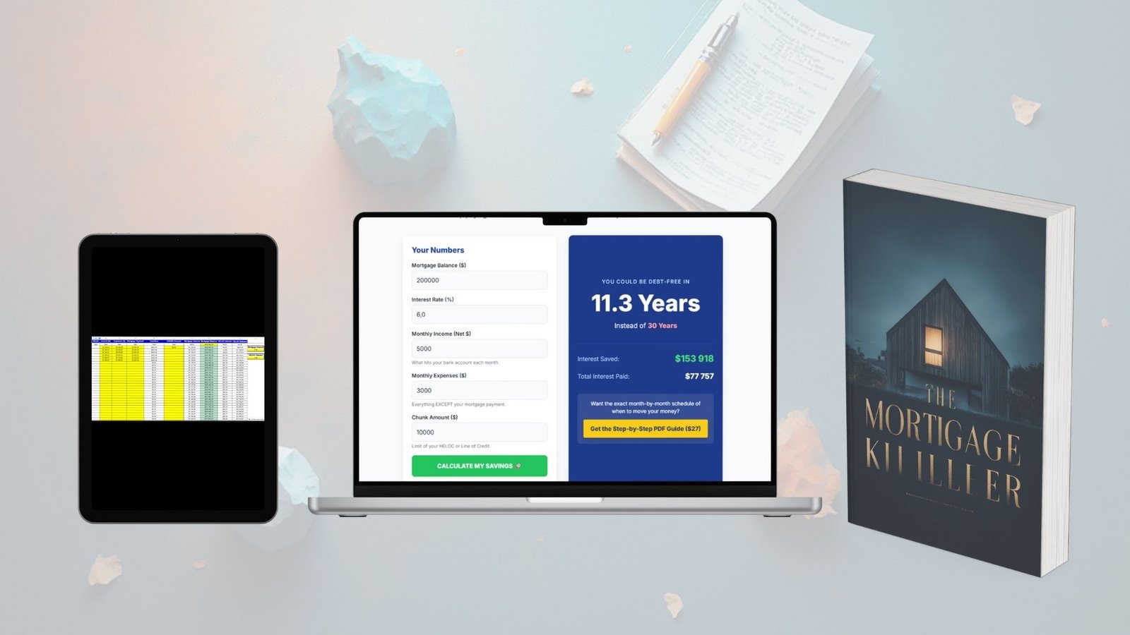 Velocity Banking Calculator and Mortgage Payoff Spreadsheet Bundle 3D Mockup